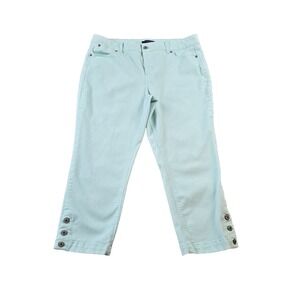 Talbots Simply Flattering Denim Capri Jeans Seafoam Green Mid Rise Petite 16